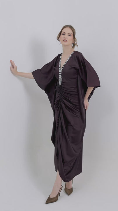 The Gaia Grecian Satin Silk Long Dress - product video