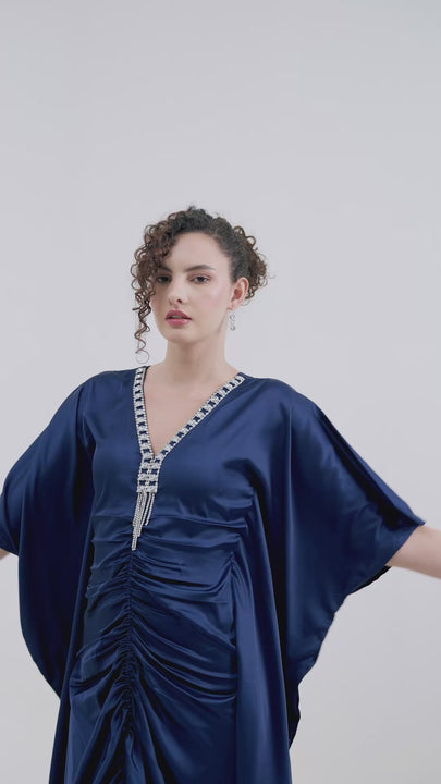 The Athena Grecian Navy Blue Long Dress - product video