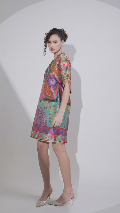 Mosaic Paper Silk Short Dress - product video
