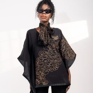 Golden Spiral Chiffon Silk Scarf