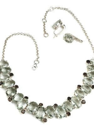 Mystic Green Amethyst & Smoky Quartz Necklace Set