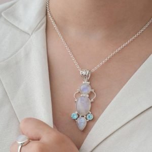 Celestial Radiance Sterling Silver Pendant Necklace