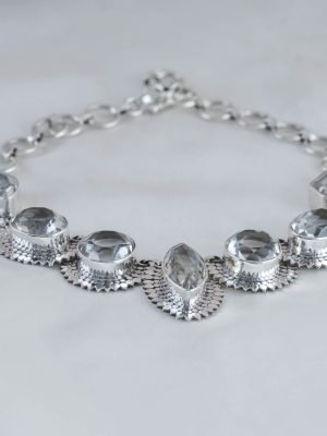 Ethereal Crystal Sterling Silver Filigree Necklace