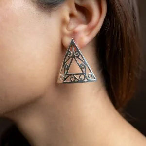 Vineleaf Triangular Sterling Silver Studs
