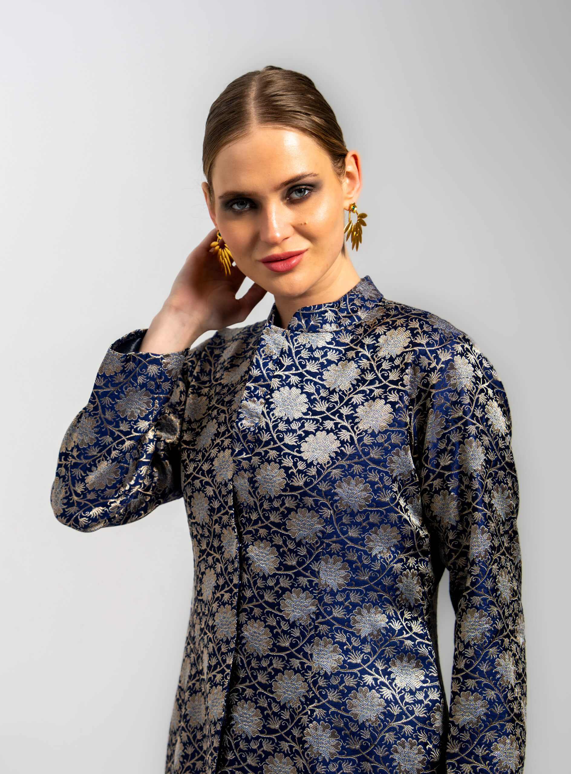 99ANA-Midnight-Blossom-Blue-Jacquard-Silk-Long-Jacket-A1