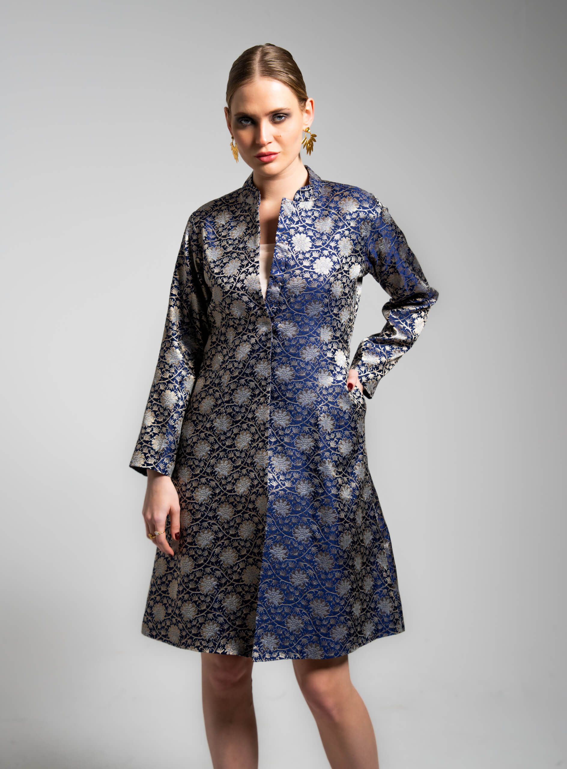 99ANA-Midnight-Blossom-Blue-Jacquard-Silk-Long-Jacket-C1