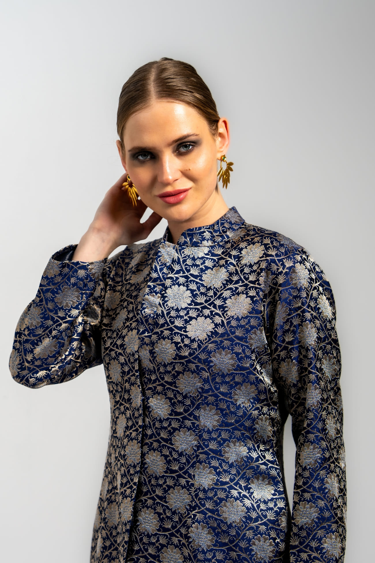 99ANA-Midnight-Blossom-Blue-Jacquard-Silk-Long-Jacket-A1