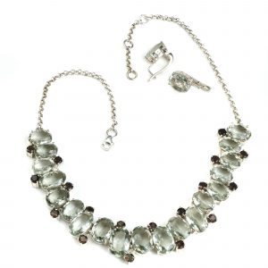 Mystic Green Amethyst & Smoky Quartz Necklace Set