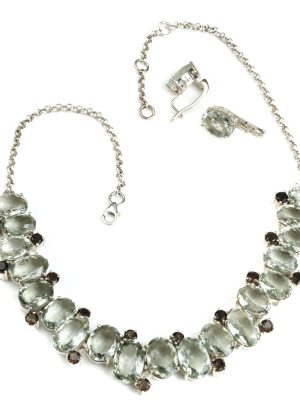 Mystic Green Amethyst & Smoky Quartz Necklace Set