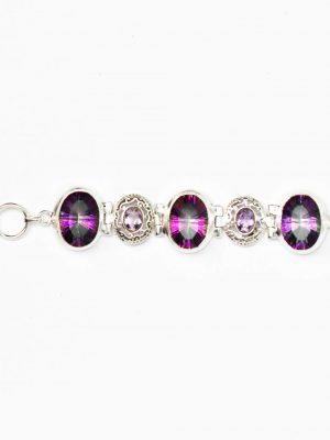 Mystic Quartz and Amethyst Bracelet – with Vintage-Inspired Detailing