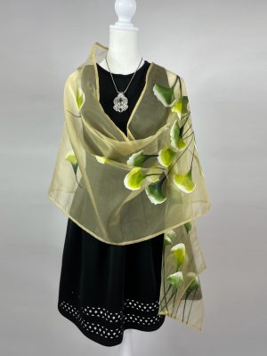 Organza Green Flower scarf