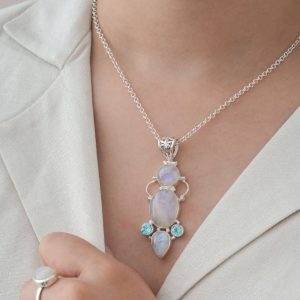 Celestial Radiance Sterling Silver Pendant Necklace
