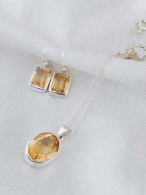 Citrine Elegance Pendant & Earring Set