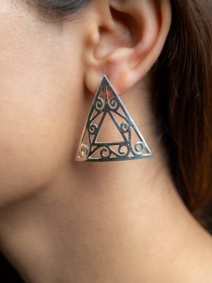 Vineleaf Triangular Sterling Silver Studs