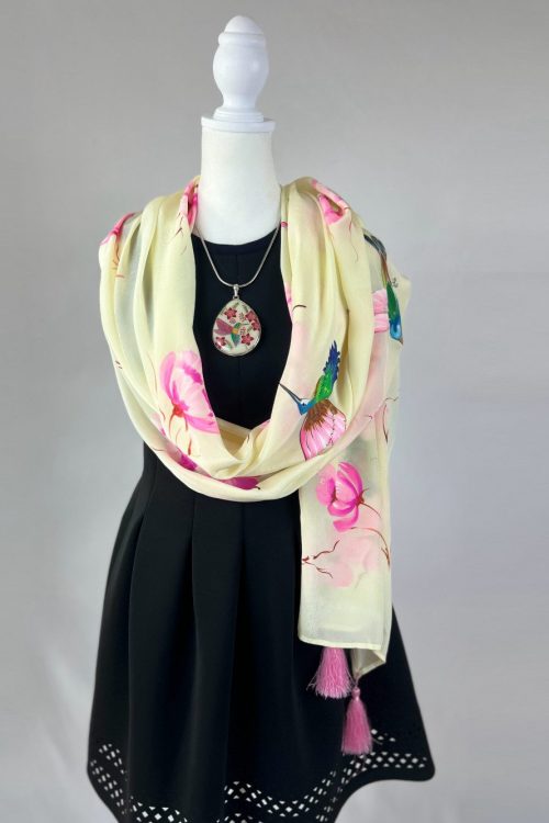 Humming Bird Crepe Silk Scarf