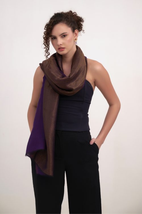 Purple Scarf - Pashmina With Zari Thread