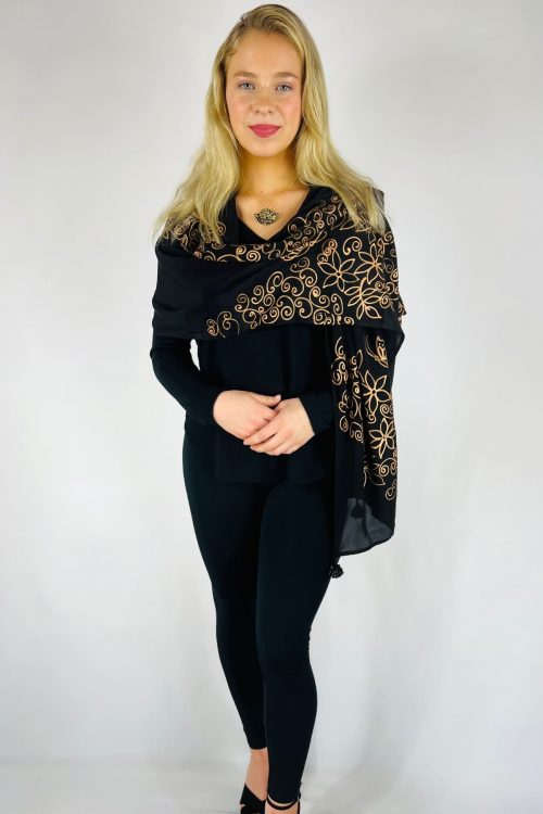 Golden Spiral Chiffon Silk Scarf