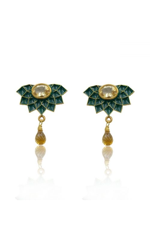 Divine Lotus Citrine Pendant Set