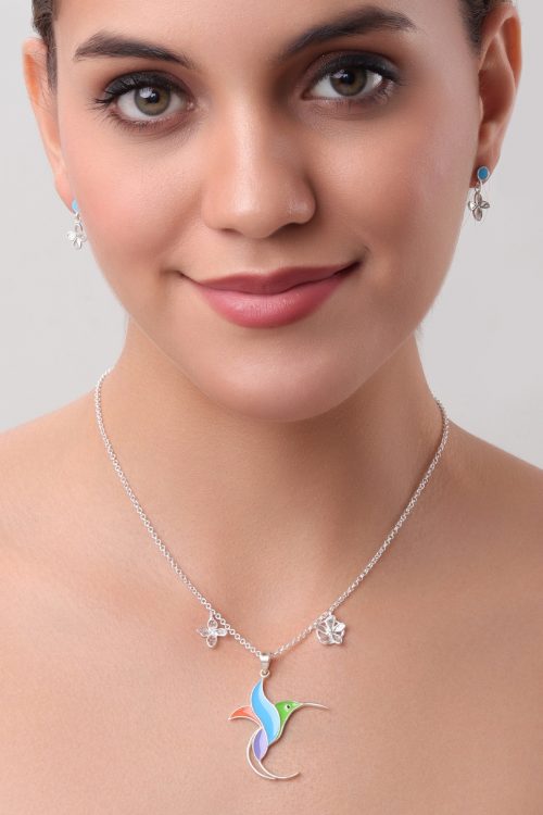 Hummingbird Pendant Necklace Set
