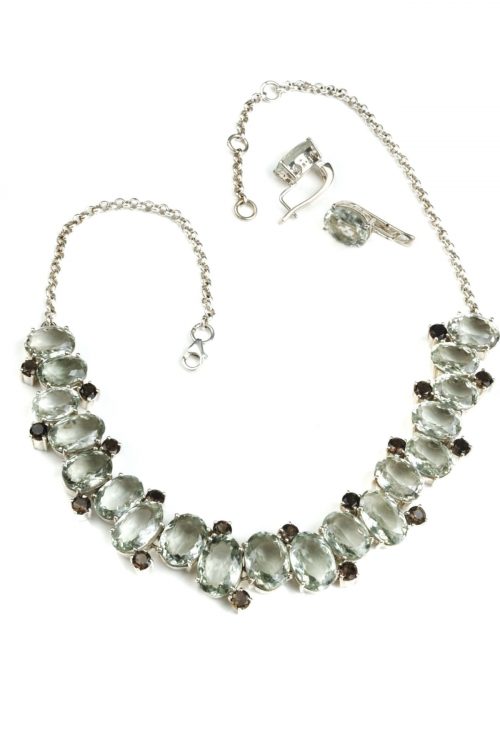 Mystic Green Amethyst & Smoky Quartz Necklace Set