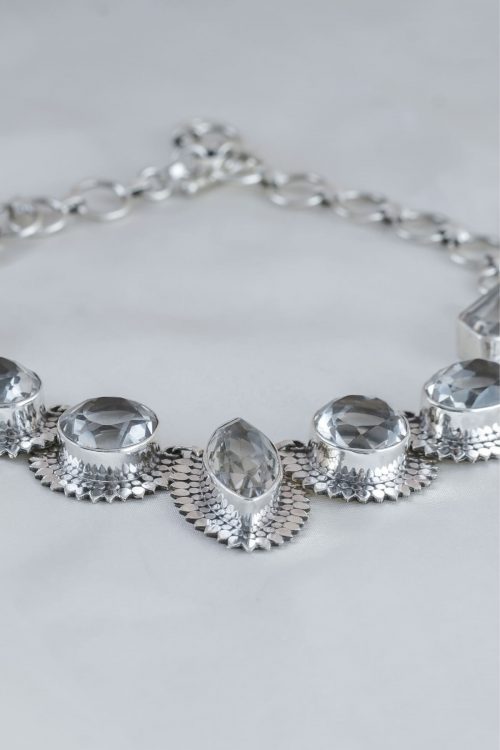 Ethereal Crystal Sterling Silver Filigree Necklace