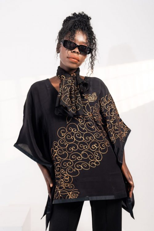Golden Spiral Short Kaftan Dress